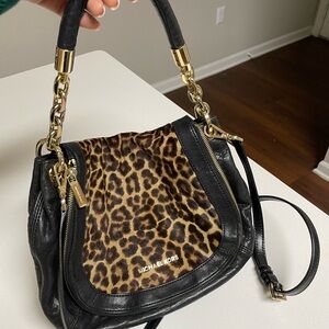 Michael Kors Black and Leopard Shoulder Bag